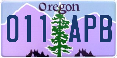 OR license plate 011APB