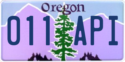 OR license plate 011API
