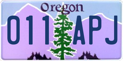OR license plate 011APJ