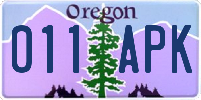 OR license plate 011APK