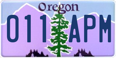 OR license plate 011APM