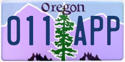 OR license plate 011APP