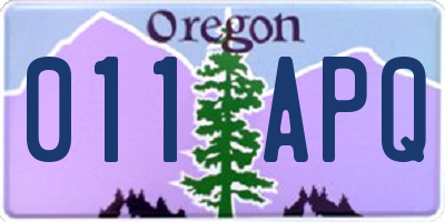 OR license plate 011APQ