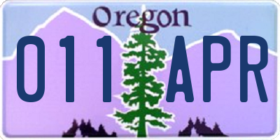 OR license plate 011APR