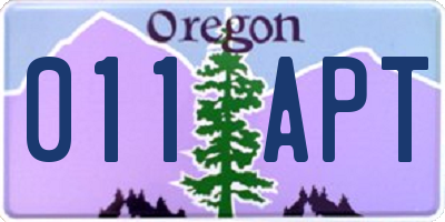 OR license plate 011APT