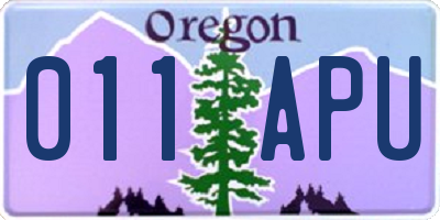 OR license plate 011APU