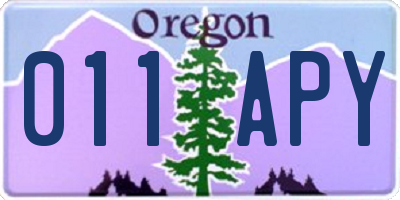 OR license plate 011APY