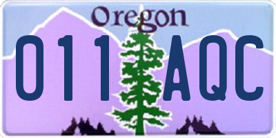 OR license plate 011AQC
