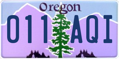 OR license plate 011AQI