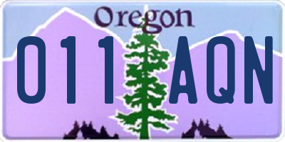 OR license plate 011AQN