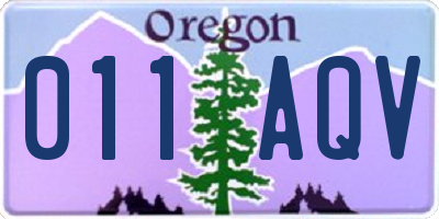 OR license plate 011AQV