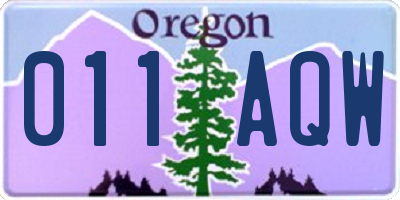 OR license plate 011AQW
