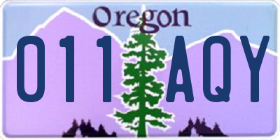 OR license plate 011AQY