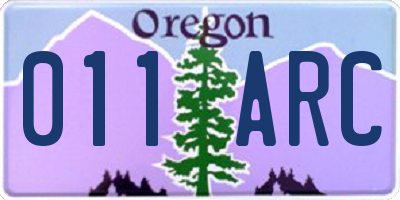 OR license plate 011ARC