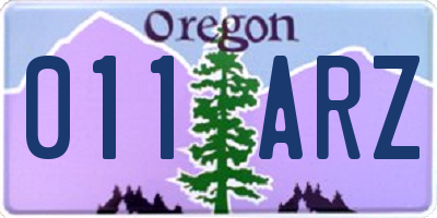 OR license plate 011ARZ