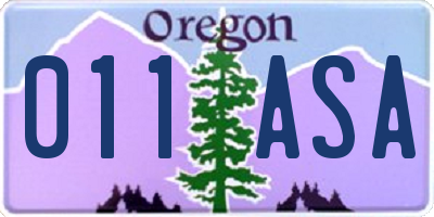 OR license plate 011ASA
