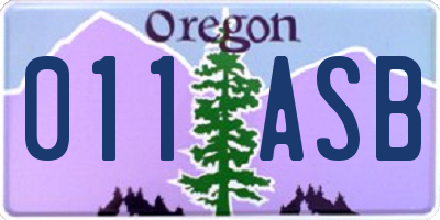 OR license plate 011ASB
