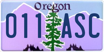 OR license plate 011ASC
