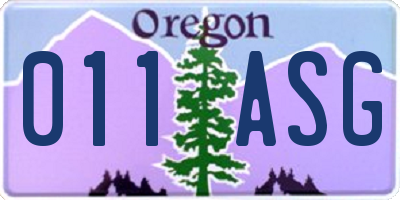OR license plate 011ASG