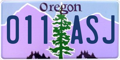 OR license plate 011ASJ