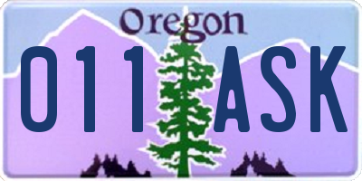 OR license plate 011ASK