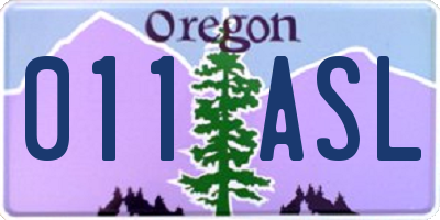 OR license plate 011ASL
