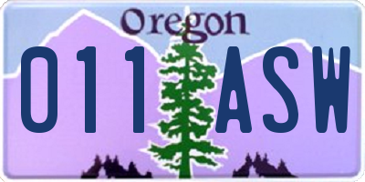OR license plate 011ASW