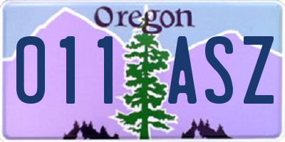 OR license plate 011ASZ