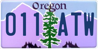 OR license plate 011ATW