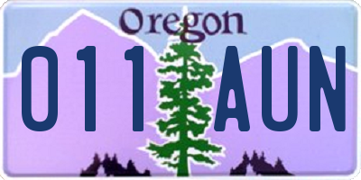 OR license plate 011AUN