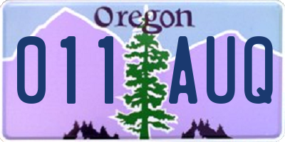 OR license plate 011AUQ