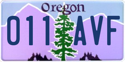 OR license plate 011AVF