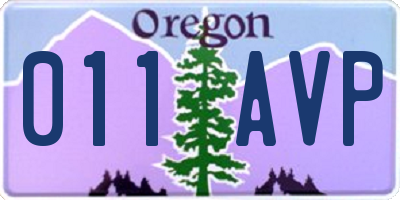 OR license plate 011AVP