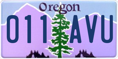 OR license plate 011AVU