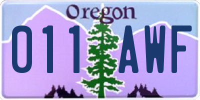 OR license plate 011AWF