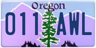 OR license plate 011AWL