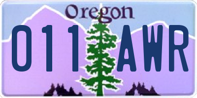OR license plate 011AWR