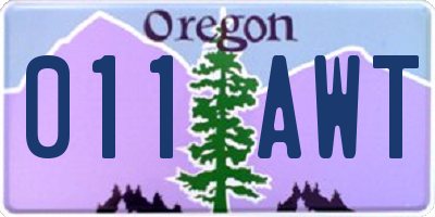 OR license plate 011AWT
