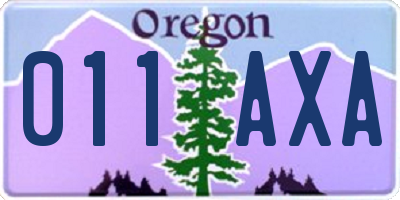 OR license plate 011AXA