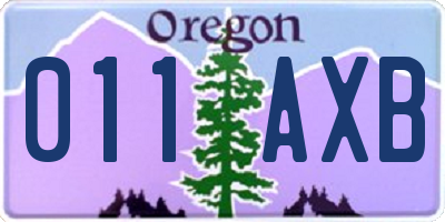 OR license plate 011AXB