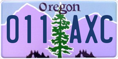 OR license plate 011AXC