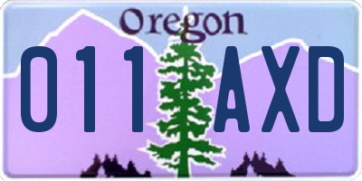 OR license plate 011AXD