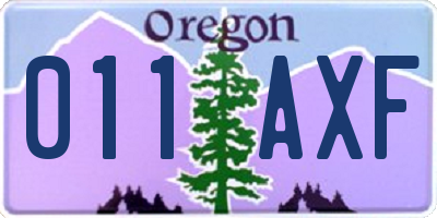 OR license plate 011AXF