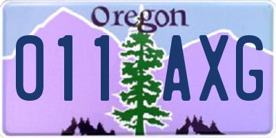 OR license plate 011AXG