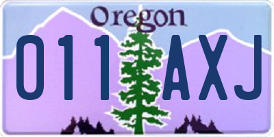 OR license plate 011AXJ