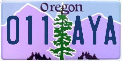 OR license plate 011AYA