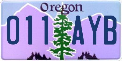 OR license plate 011AYB
