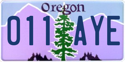 OR license plate 011AYE