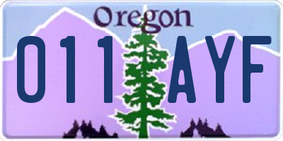OR license plate 011AYF