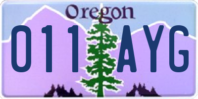 OR license plate 011AYG